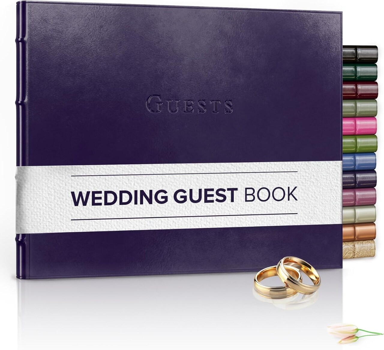Gallery Leather Guest Book Wedding, Party, Special Events, add Polaroid Photos, 192 Lined Pages, Bonded Leather, Hardcover 7" x 9"